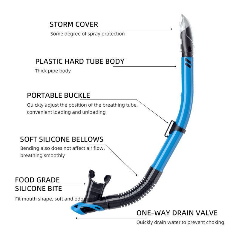 Semi Submarine Swim Training Snorkel Set For Adult Diving Spearfishing PVC Silicone