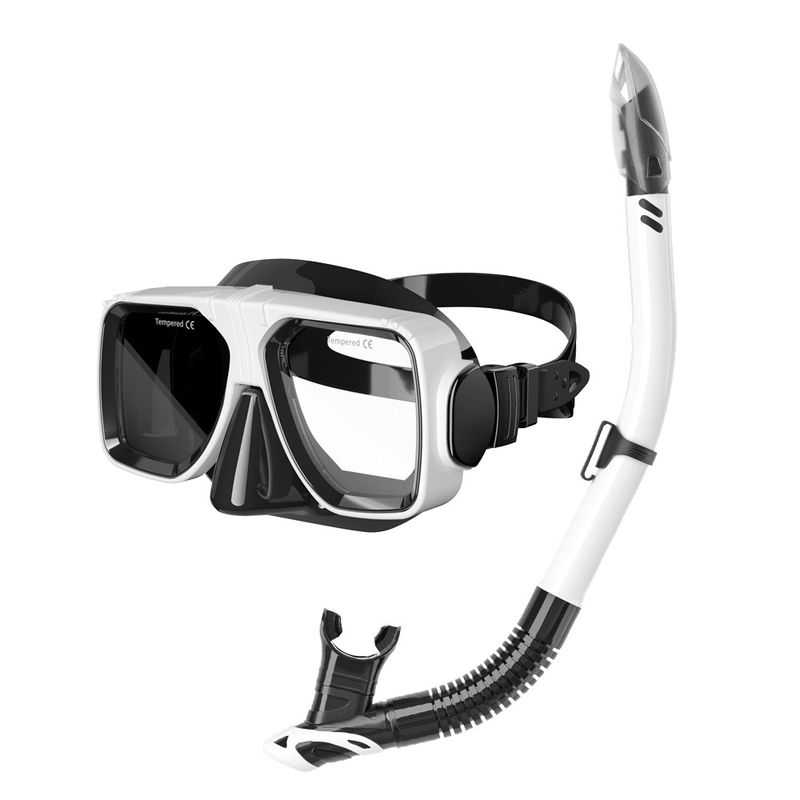 Professional Snorkeling and Freediving Set Diving Goggles with UV Resistant Mask Lens Snorkel Mask Set