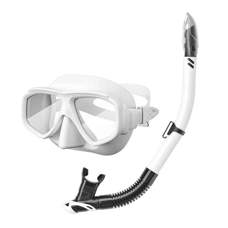 Adults Diving Mask Set with Print Logo Snorkel and UV Resistant Mask Lens Snorkel Mask Set