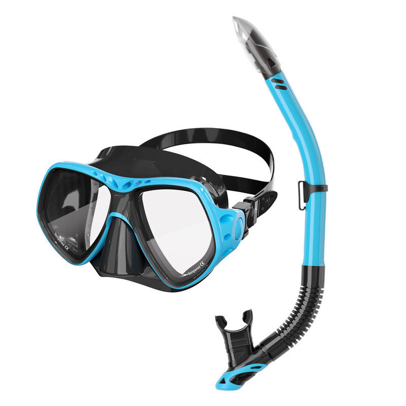Develops Surf Snorkel Scuba Mask Set with 4.0mm Tempered Glass Lens and Style Color Snorkel Mask Set