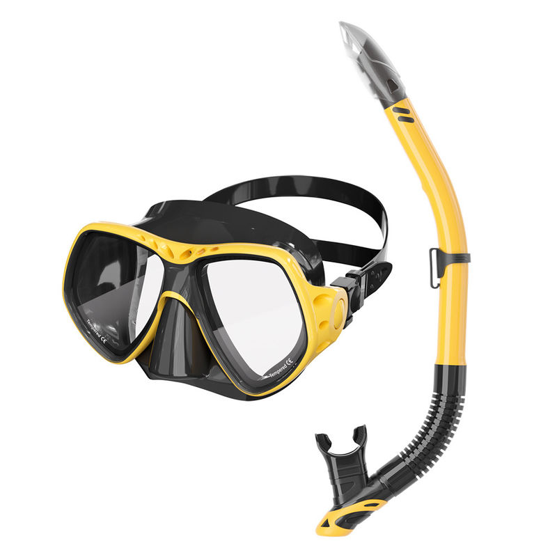 Develops Surf Snorkel Scuba Mask Set with 4.0mm Tempered Glass Lens and Style Color Snorkel Mask Set