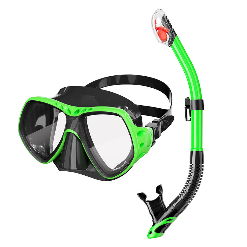 Silicone Snorkeling Surface Gear Set for Adult Diving Double Lens Mask and Snorkel mask Set