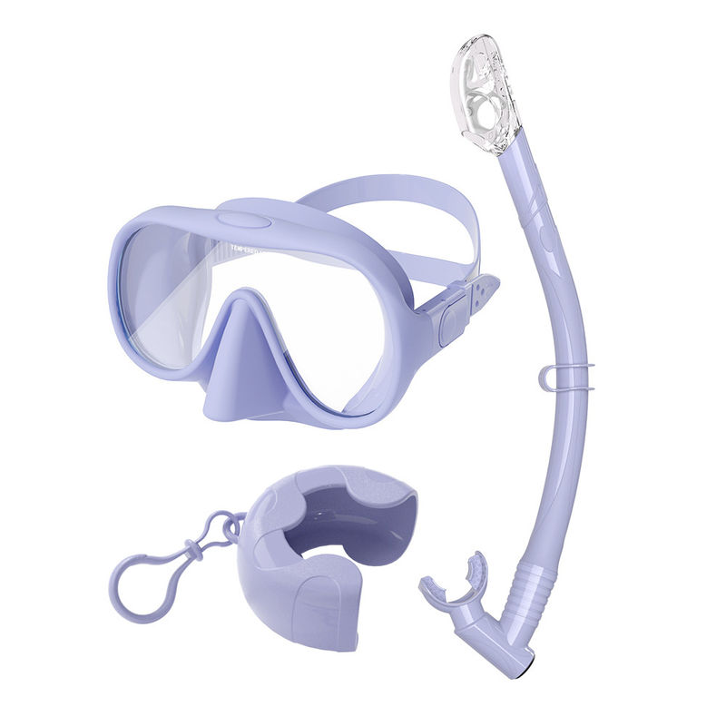 SNORKELING Mask and Snorkel Set with Style Coated Tempered Glass Single Lens in White Snorkel Mask Set