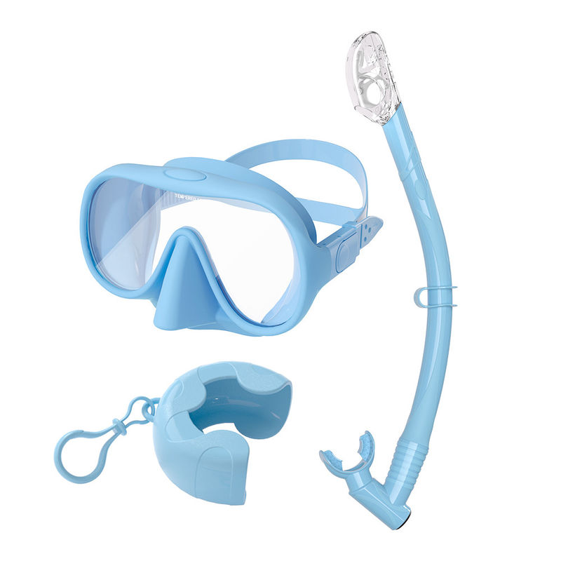 SNORKELING Mask and Snorkel Set with Style Coated Tempered Glass Single Lens in White Snorkel Mask Set