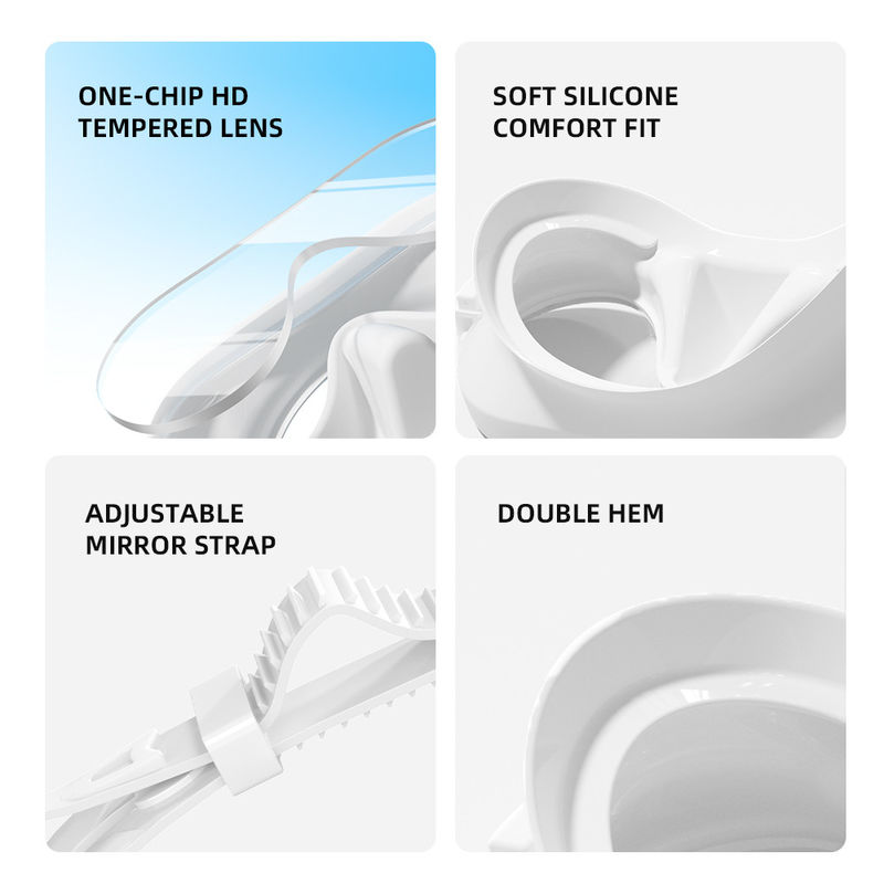 SNORKELING Mask and Snorkel Set with Style Coated Tempered Glass Single Lens in White Snorkel Mask Set