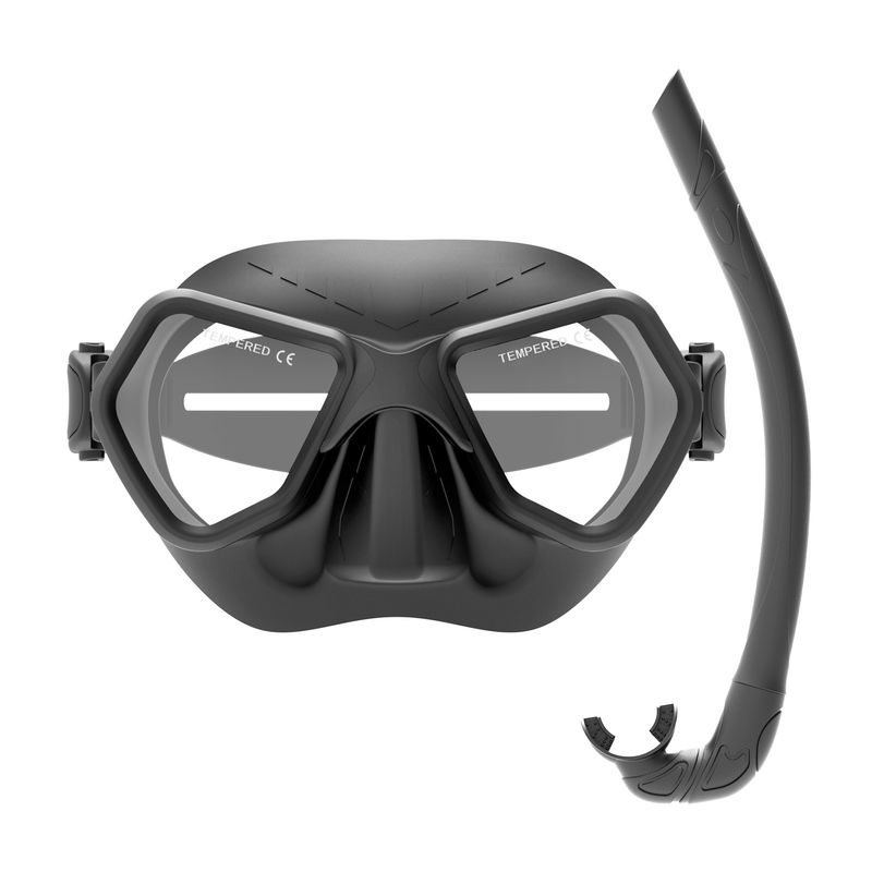 Tempered Glass Lenses ZMZ Snorkel Integrated Diving Mask Silicone Diving Snorkel Kit Snorkel Mask Set