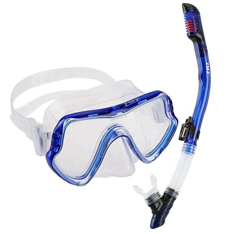 Dive Snorkel Tube and Goggles Adult Black Diving Set with 4.0mm Tempered Glass Lens Snorkel Mask Set