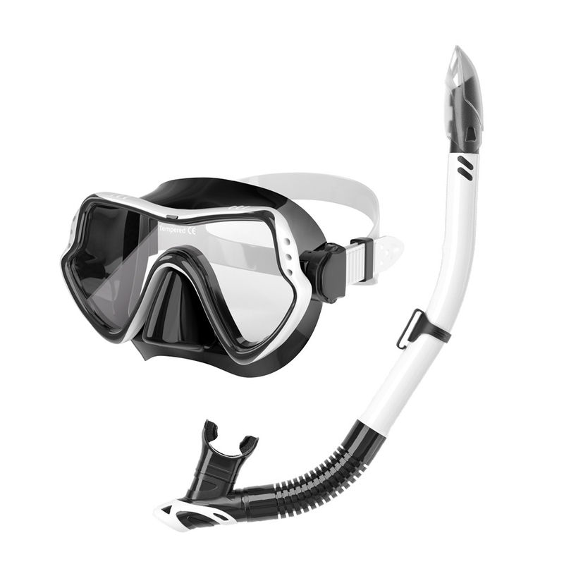 Hot Custom factory Low Volume Freediving Mask And Snorkel Sets Tempered glass diving mask set Adult