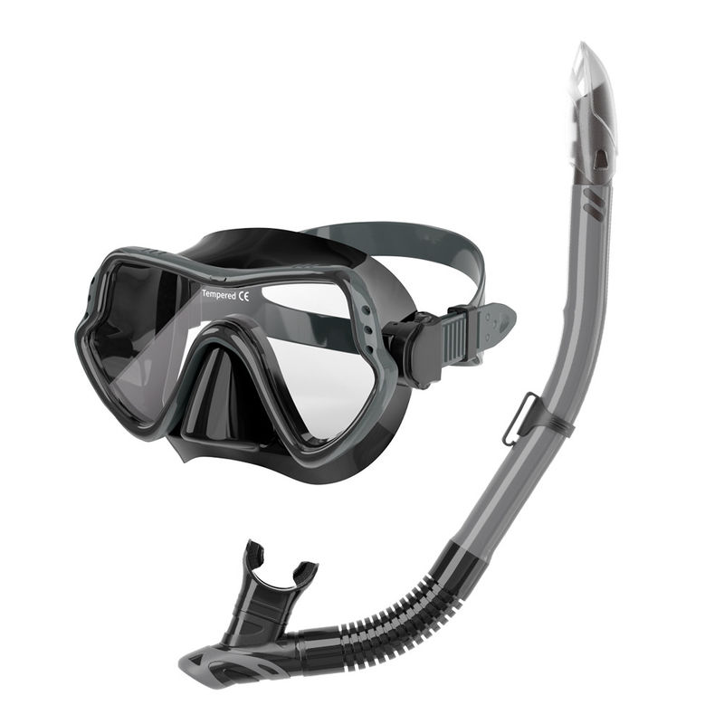 Hot Custom factory Low Volume Freediving Mask And Snorkel Sets Tempered glass diving mask set Adult