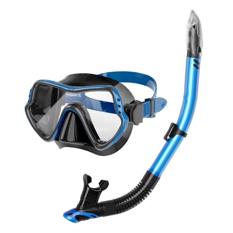 Hot Custom factory Low Volume Freediving Mask And Snorkel Sets Tempered glass diving mask set Adult