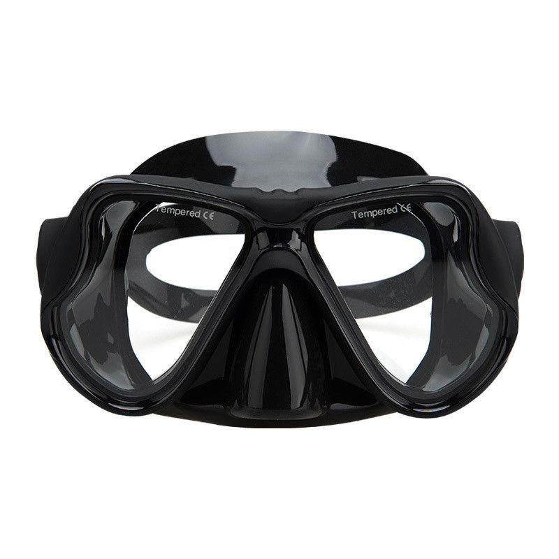 Customized Logo Black Diving Mask Set with Tempered Glass Lens and Silicone Strap Snorkel Mask Set